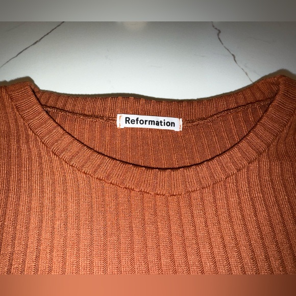 Reformation Orange Ribbed Tee - Picture 2 of 7